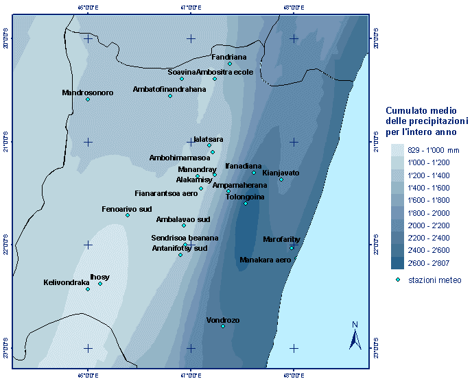 Figura 9 - Cumulato medio delle precipitazioni per l'intero anno Figura 9 - Cumulato medio delle precipitazioni per l'intero anno