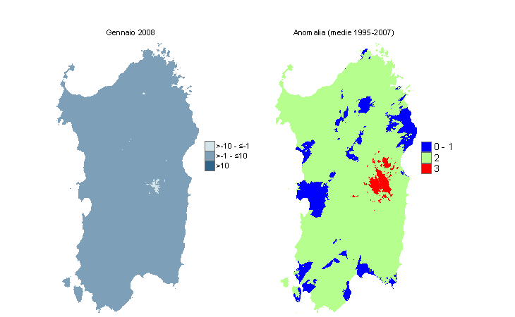 Figura 8 - di Wind Chill per il mese di gennaio 2008 e raffronto con i valori medi del decennio 1995-2007. Figura 8 - di Wind Chill per il mese di gennaio 2008 e raffronto con i valori medi del decennio 1995-2007.