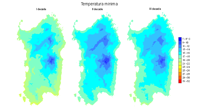 Figura 4 - Valori medi decadali delle temperature minime registrate nel mese di settembre 2009. Figura 4 - Valori medi decadali delle temperature minime registrate nel mese di settembre 2009.