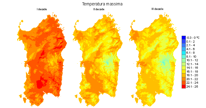 Figura 5 - Valori medi decadali delle temperature massime registrate nel mese di aprile 2011. Figura 5 - Valori medi decadali delle temperature massime registrate nel mese di aprile 2011.